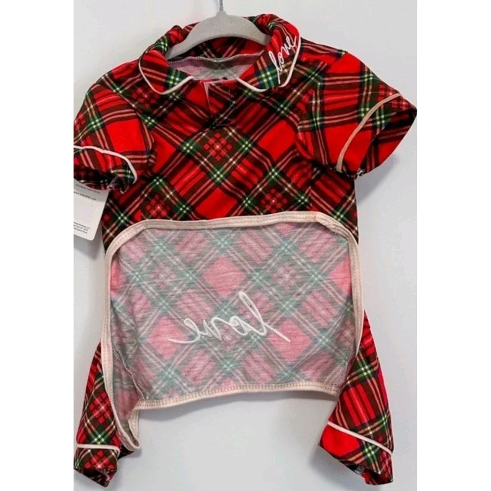 Ellen Degeneres Dog Pajamas 1 Piece Red Plaid 